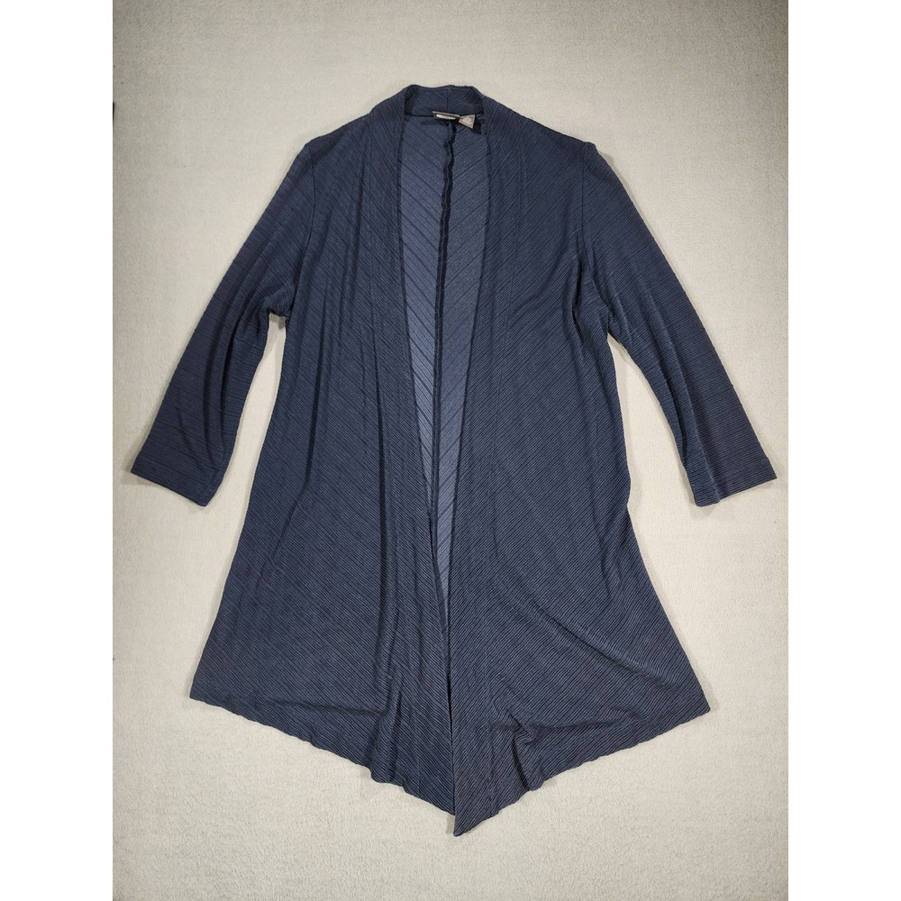 Travelers by Chico's Long Line Textured Open Front Cardigan Size 1 Medium Slinky